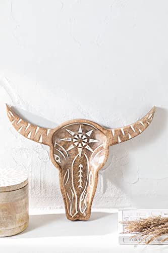 Sklum Sonte figura decorativa teschio in legno mango
