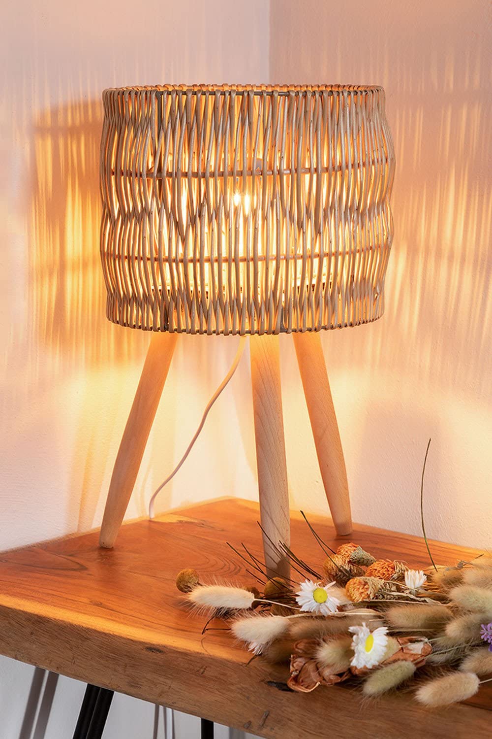 Sklum Mylton lampada da tavolo 41,5 cm vimini naturale