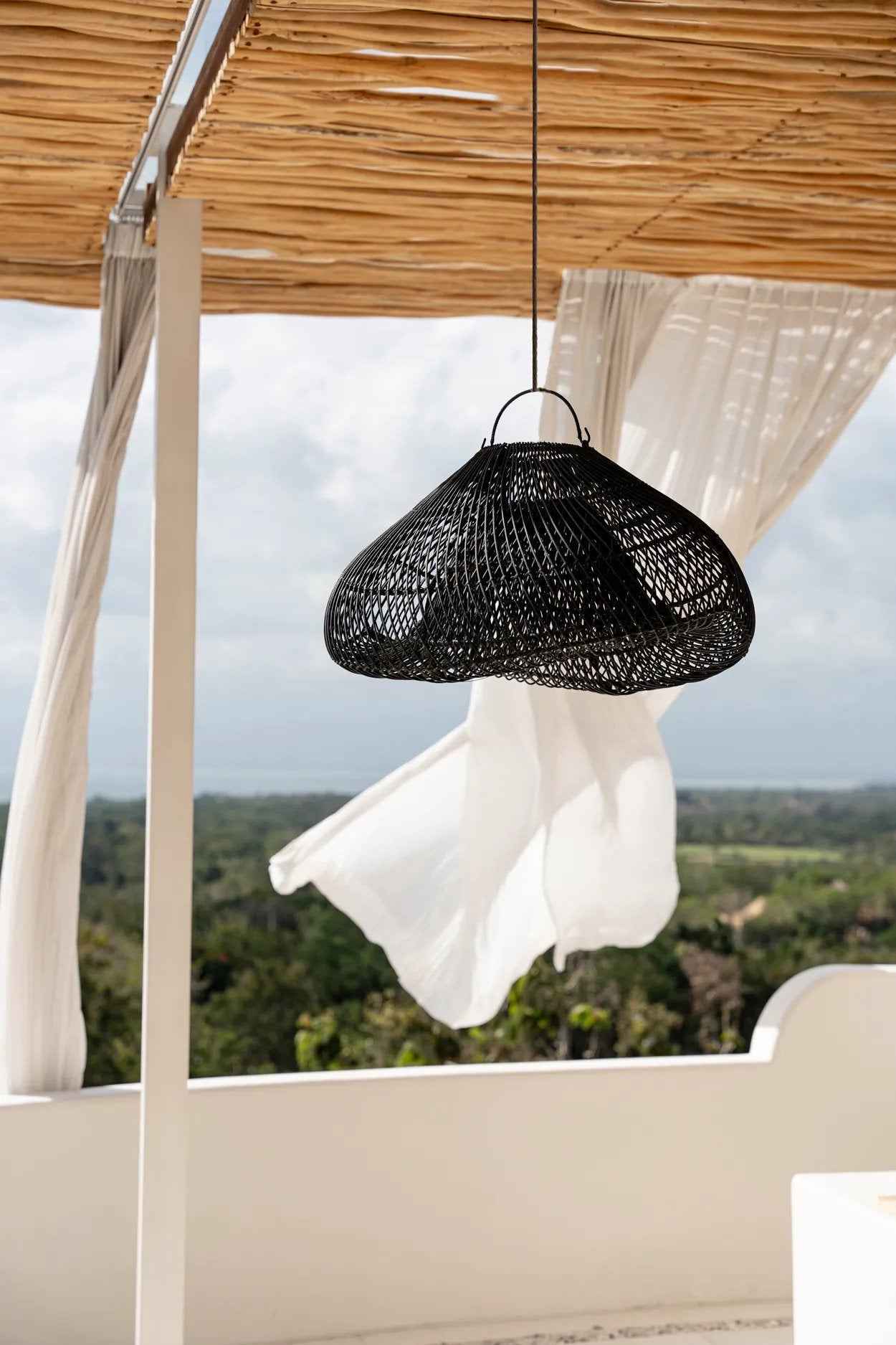 Bambua Cloud lampadario rattan nero M