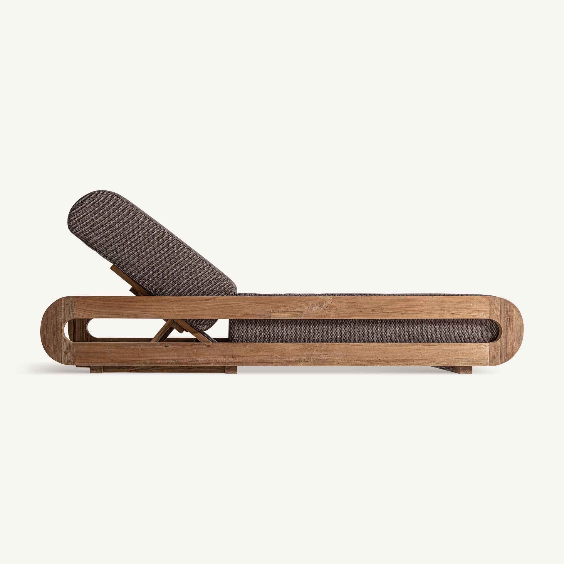 Bambua Corba lettino prendisole in teak tortora