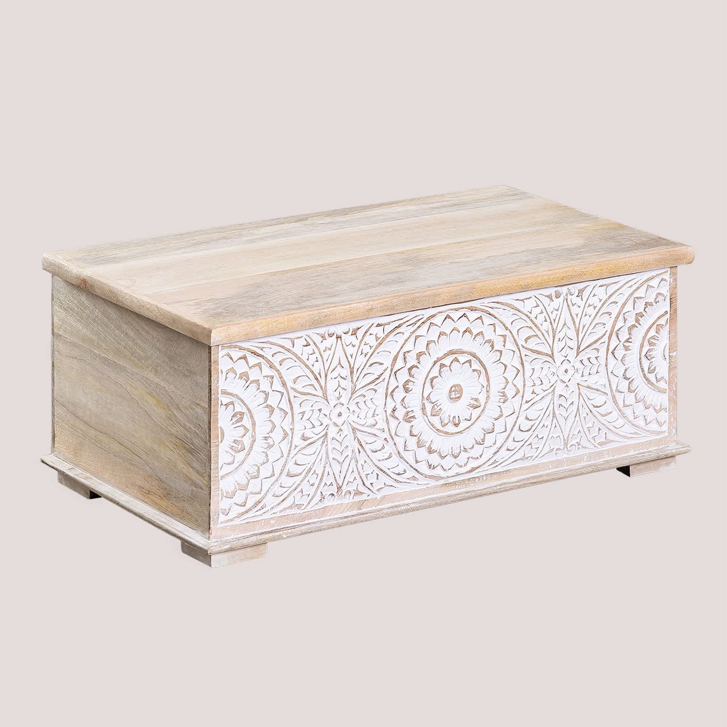 Sklum Gileat baule in legno di mango bianco vintage