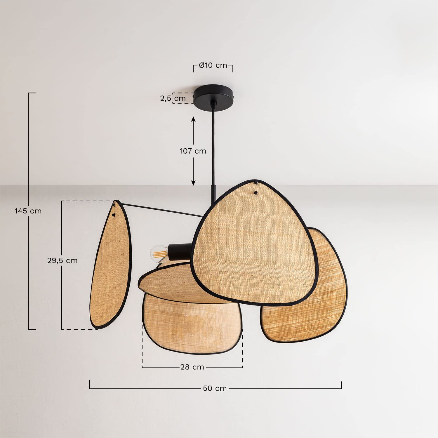 Sklum Dack lampadario rafia naturale Ø50 cm