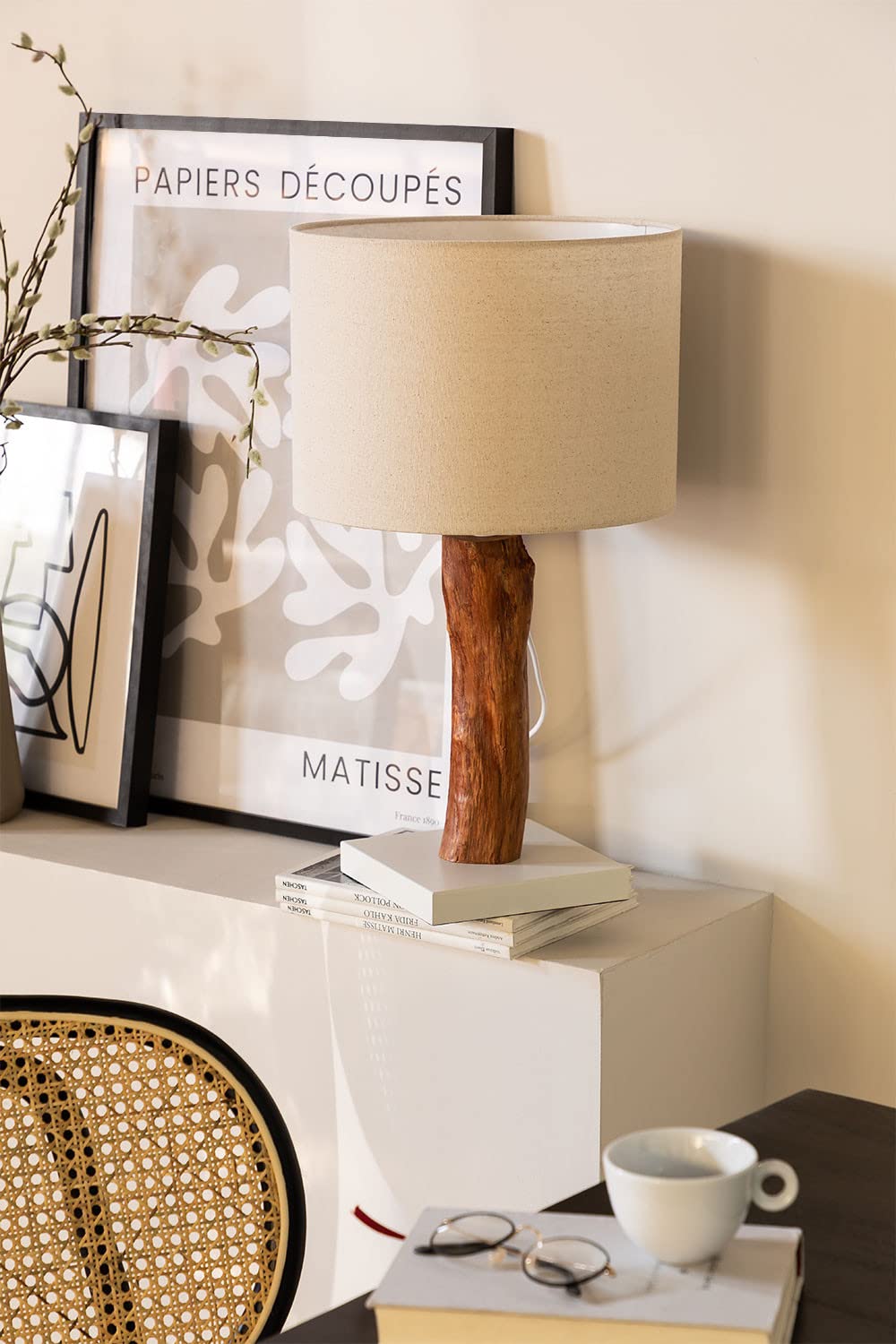 Sklum Lobra Lampada da Tavolo Bianca 61 cm in Legno