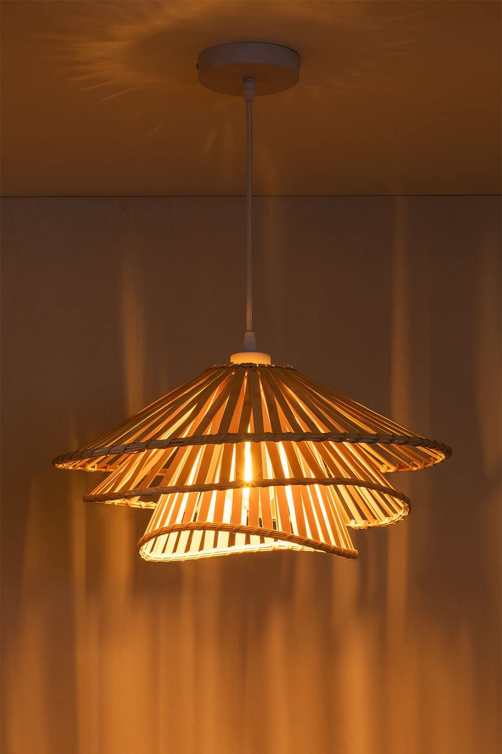 Sklum Taroucas lampadario bambù bianco Ø45 cm