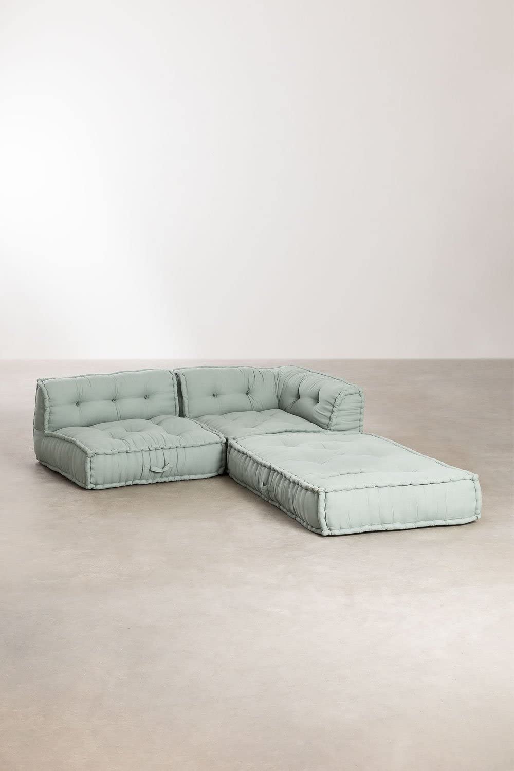 Sklum Dhel pack divano angolare + centrale verde abete cotone