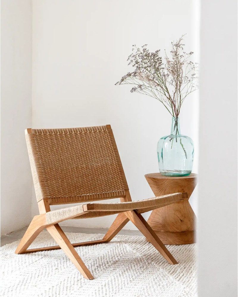 Bambua Lawit poltrona lounge in teak e corda