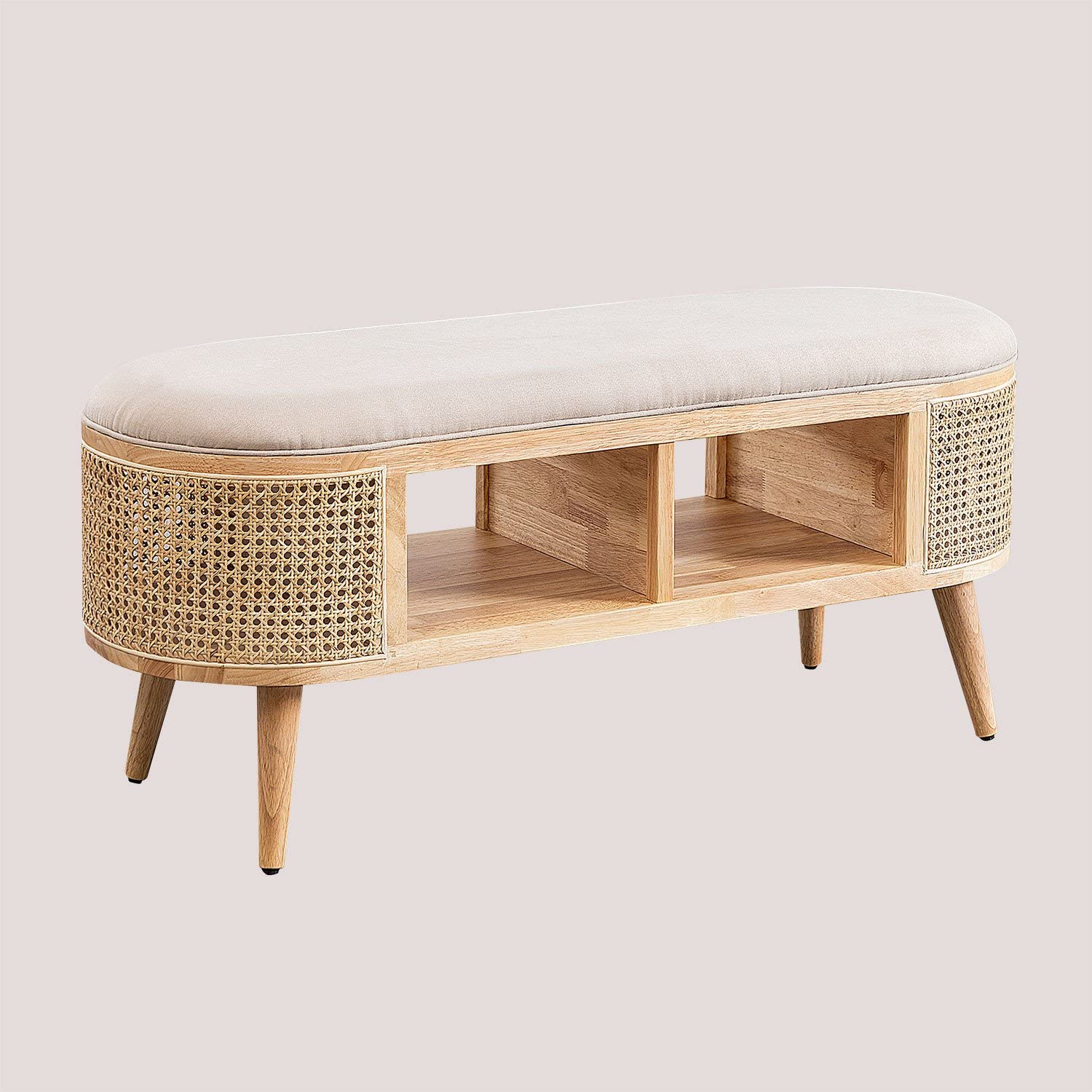 Sklum Icon panca contenitore 111 cm in betulla e rattan