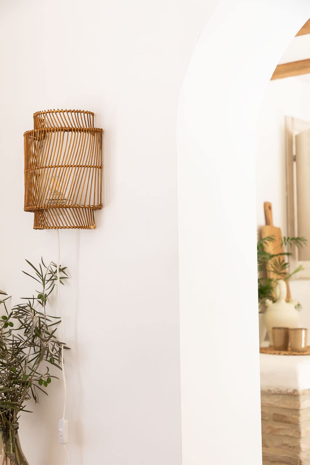 Sklum Kuke lampada da parete rattan natural