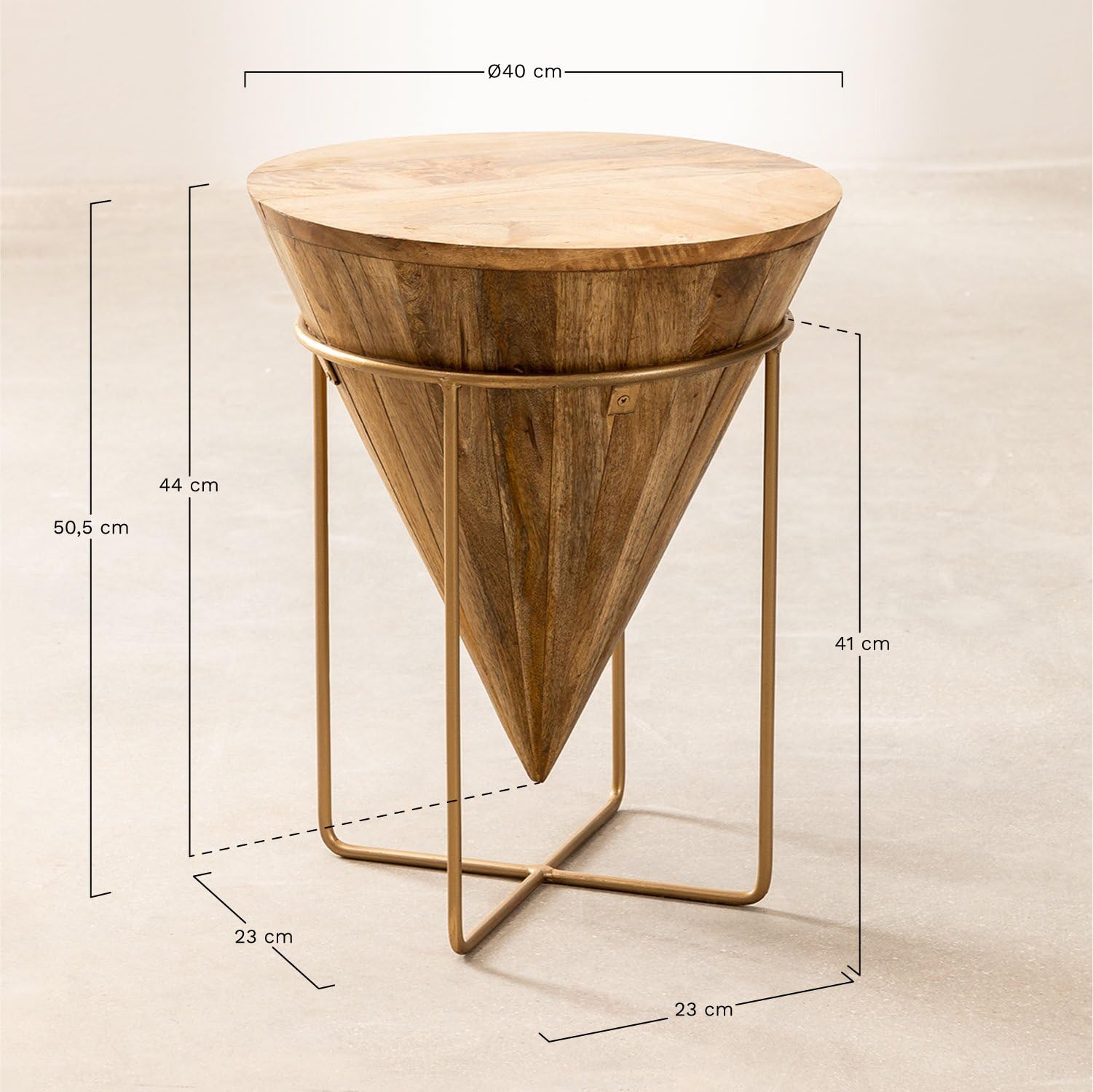 Sklum Piram Style Tavolino Rotondo D40 cm Legno Mango