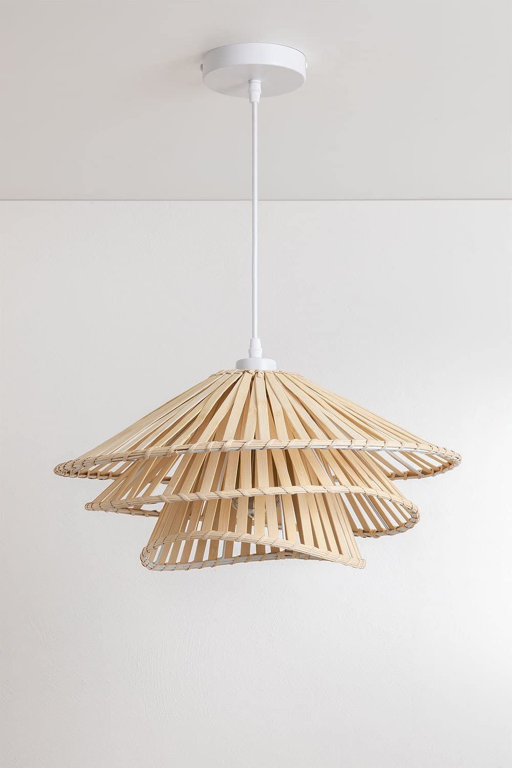 Sklum Taroucas lampadario bambù bianco Ø45 cm