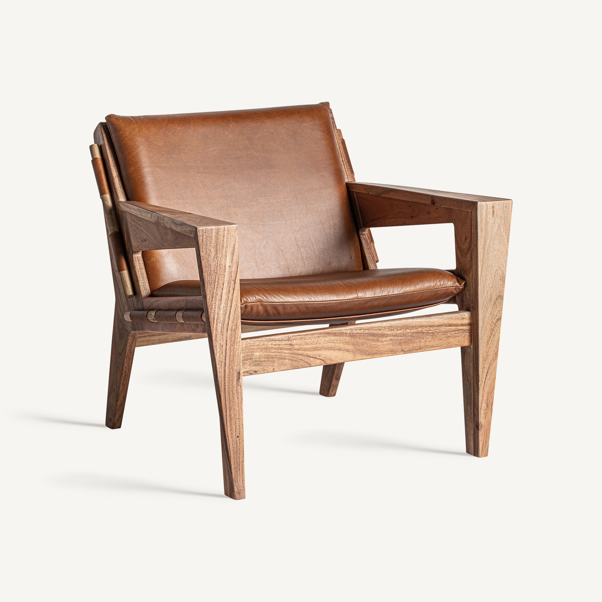 Bambua Melle Poltrona Pelle Marrone Acacia