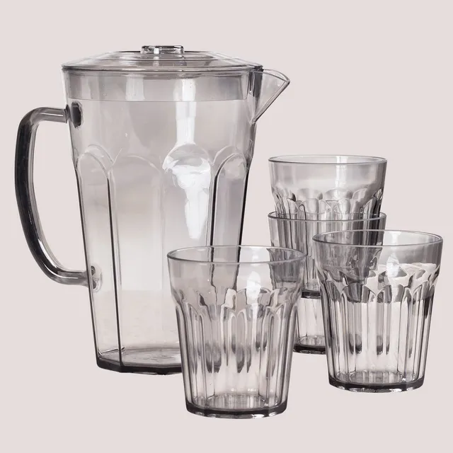 Sklum Brenda Caraffa 1,6L con 4 Bicchieri 35cl Grigio