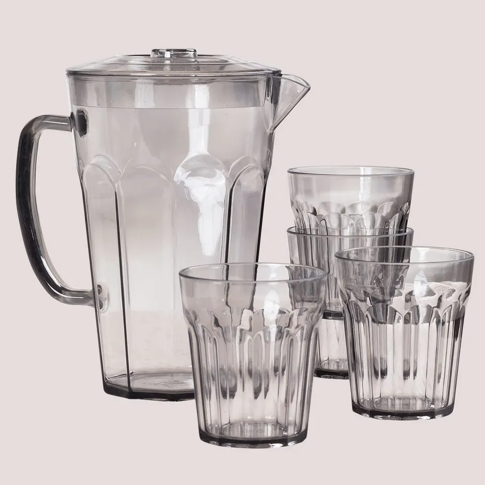 Sklum Brenda Caraffa 1,6L con 4 Bicchieri 35cl Grigio
