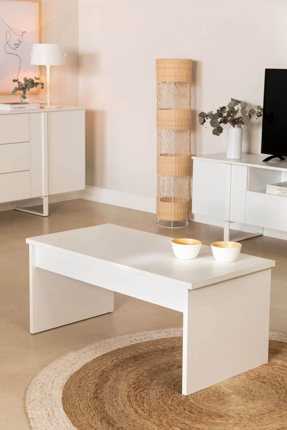 Sklum Naudaf Design tavolino elevabile bianco 100 cm