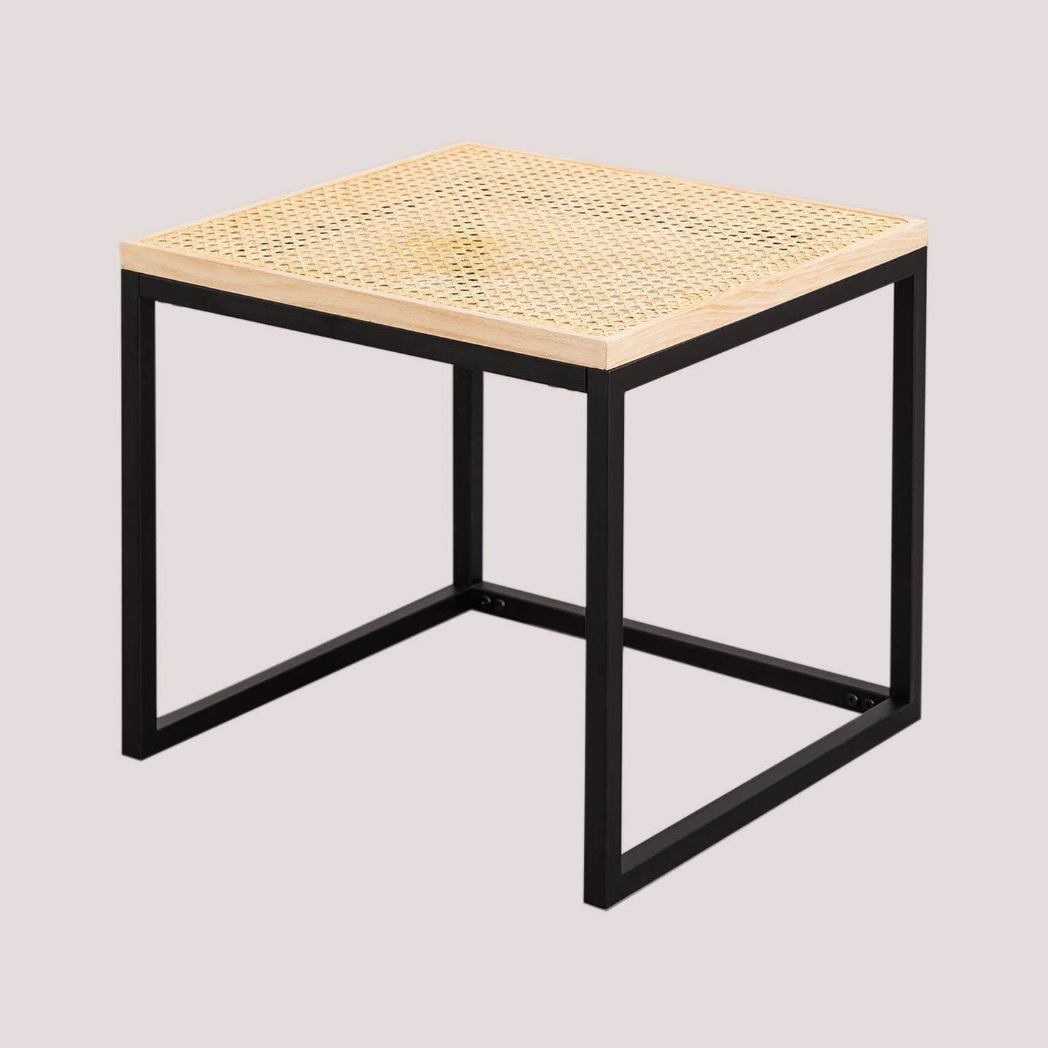 Sklum Daek tavolino rattan e ferro nero 45 cm