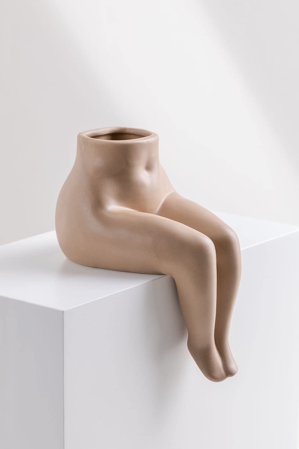 Sklum Irenka Vaso in Ceramica Marrone Nocciola Decorativo