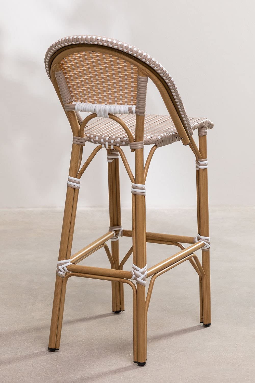Sklum Alisa Bistro sgabello alto giardino grigio talpa rattan