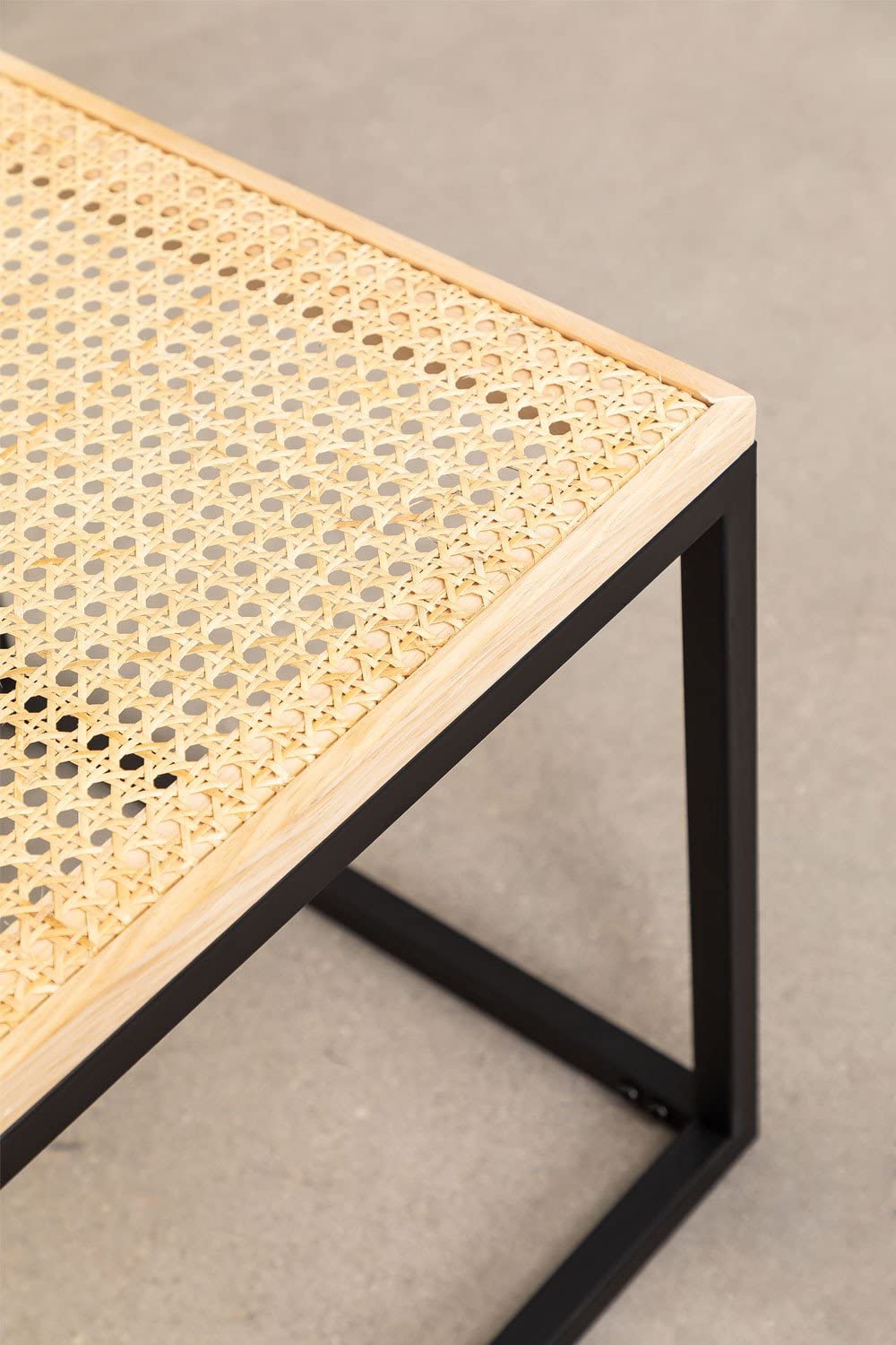 Sklum Daek tavolino rattan e ferro nero 45 cm