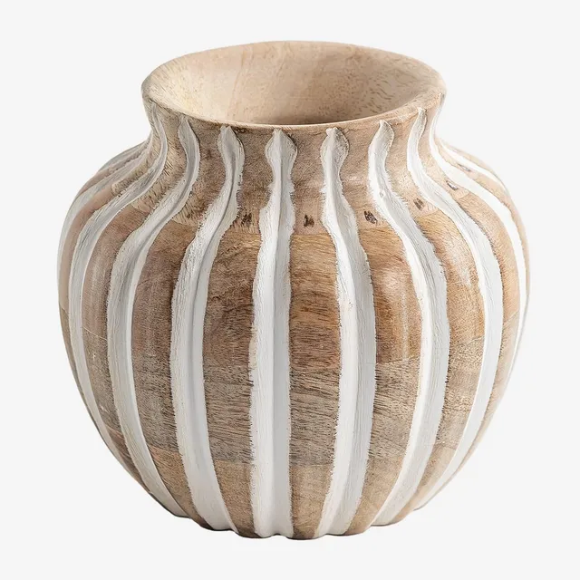 Sklum Ribao vaso in legno di mango 14 cm intagliato