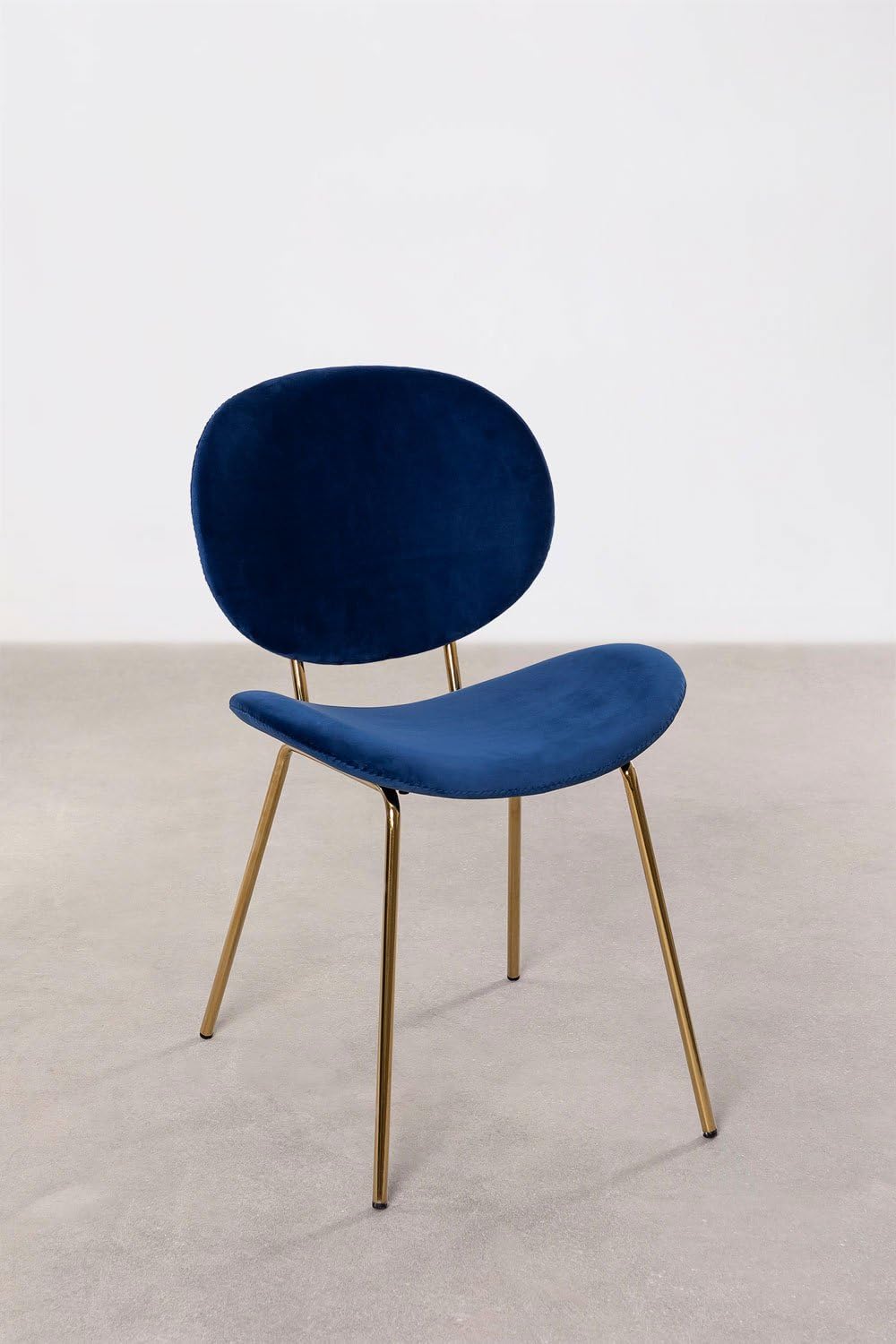 Sklum Laure Sedia Pranzo Velluto Blu Gambe Oro