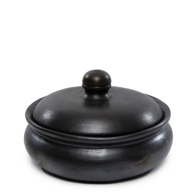 Bambua Burned Curry pentola nera con coperchio