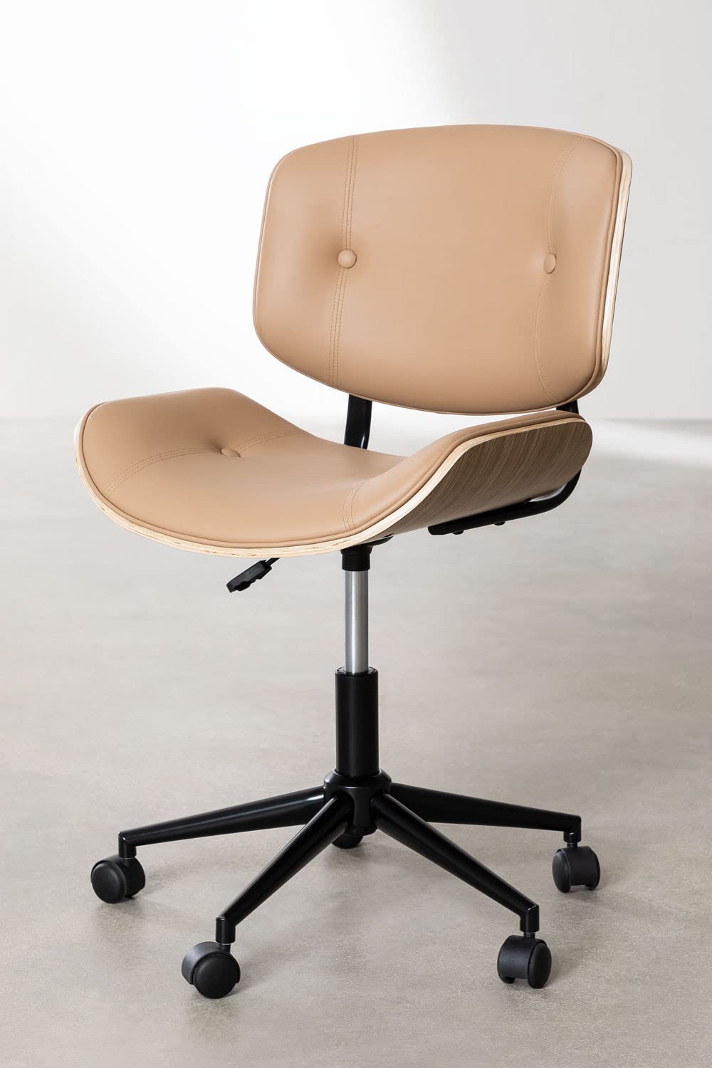 Sklum Amiel sedia ufficio similpelle latte legno naturale