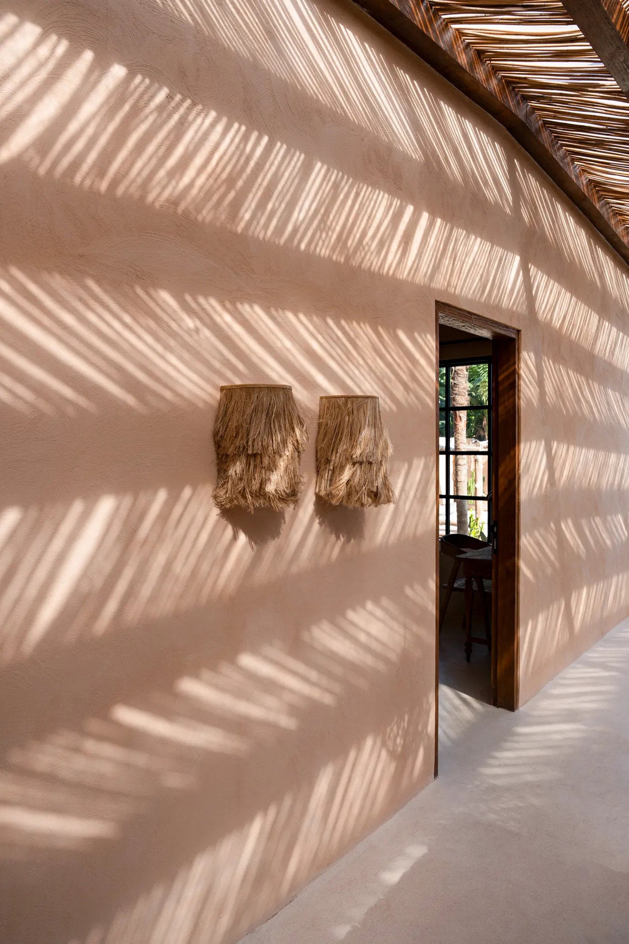 Bambua Abaca Wall Applique lampada da parete naturale S in abaca