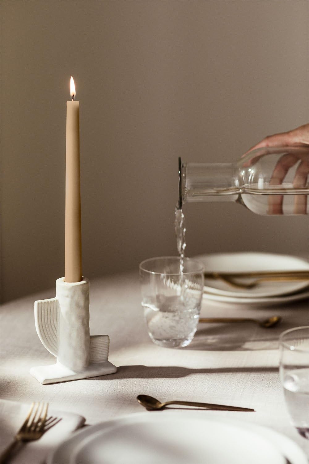 Sklum Sigurn portacandele ceramica bianco