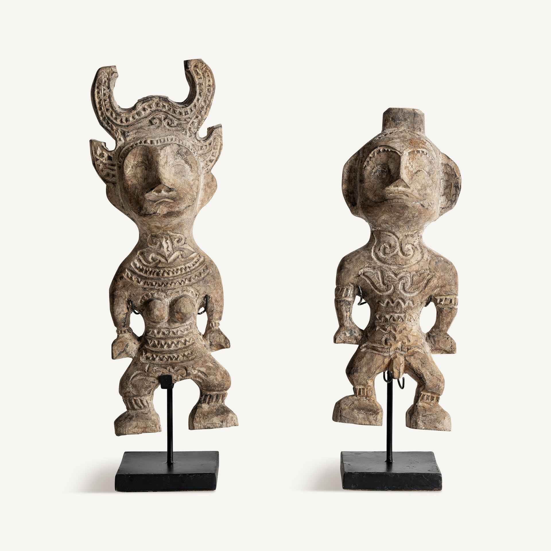Bambua Tum set 2 statuette legno mango e ferro