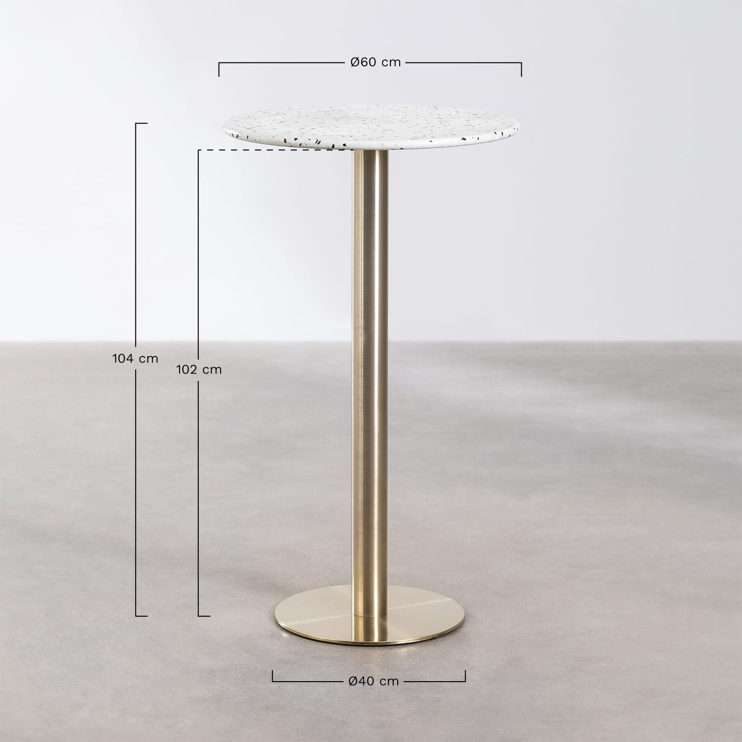 Sklum Malibu tavolo bar alto rotondo Ø60 cm in terrazzo
