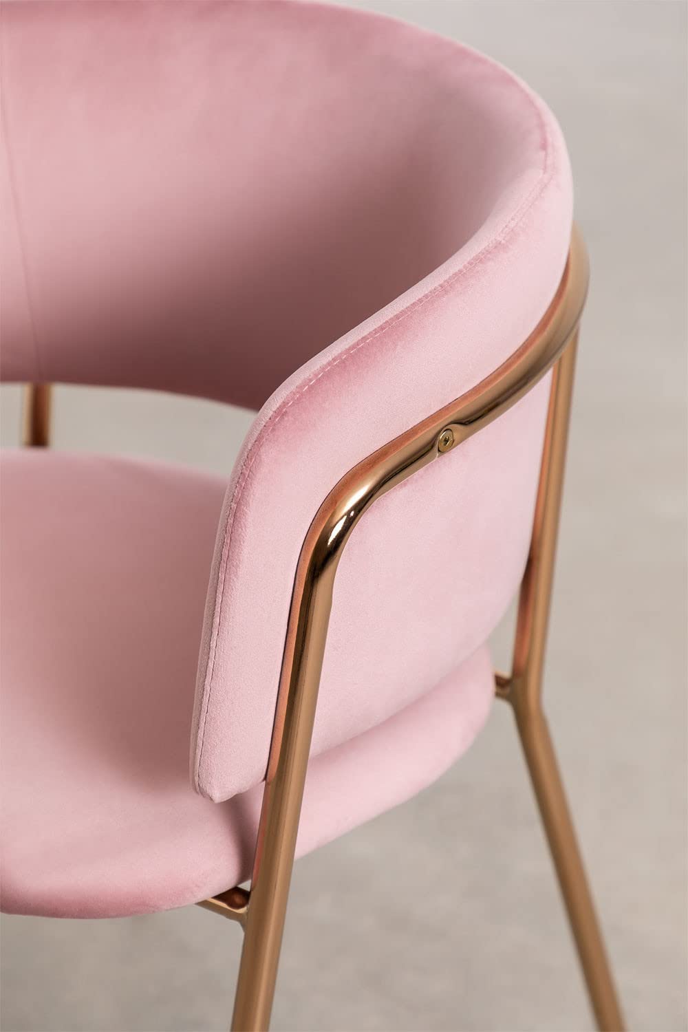 Sklum Nalon Style Sedia da pranzo in velluto rosé gambe oro rosa