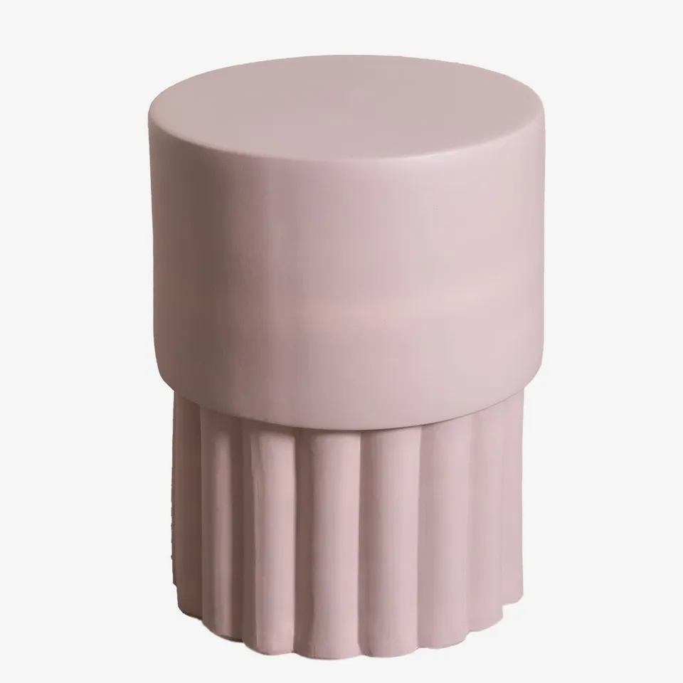 Sklum Luba Tavolino Rotondo in Ceramica Rosa Nocciola Ø33,5