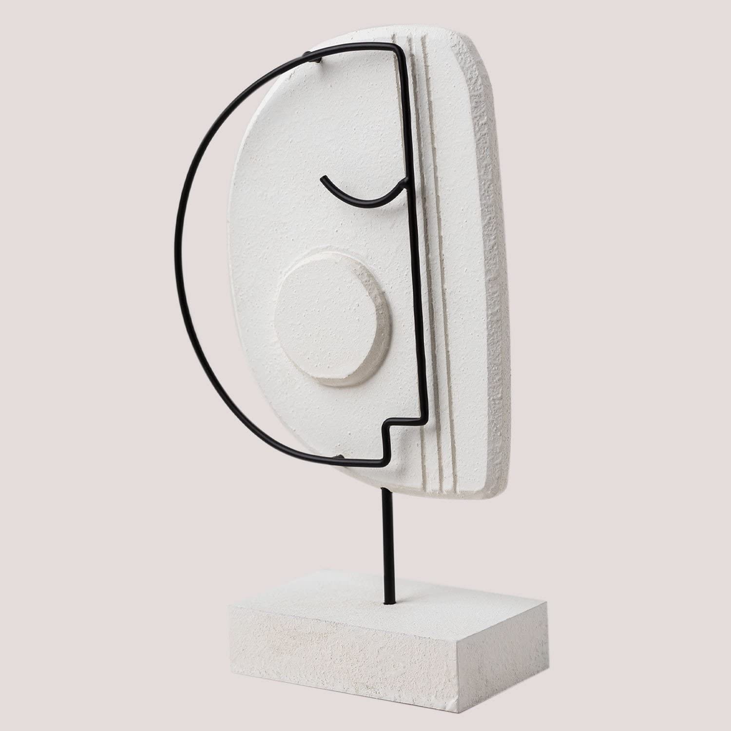 Sklum Adara Figura Decorativa Bianco Nero MDF Viso