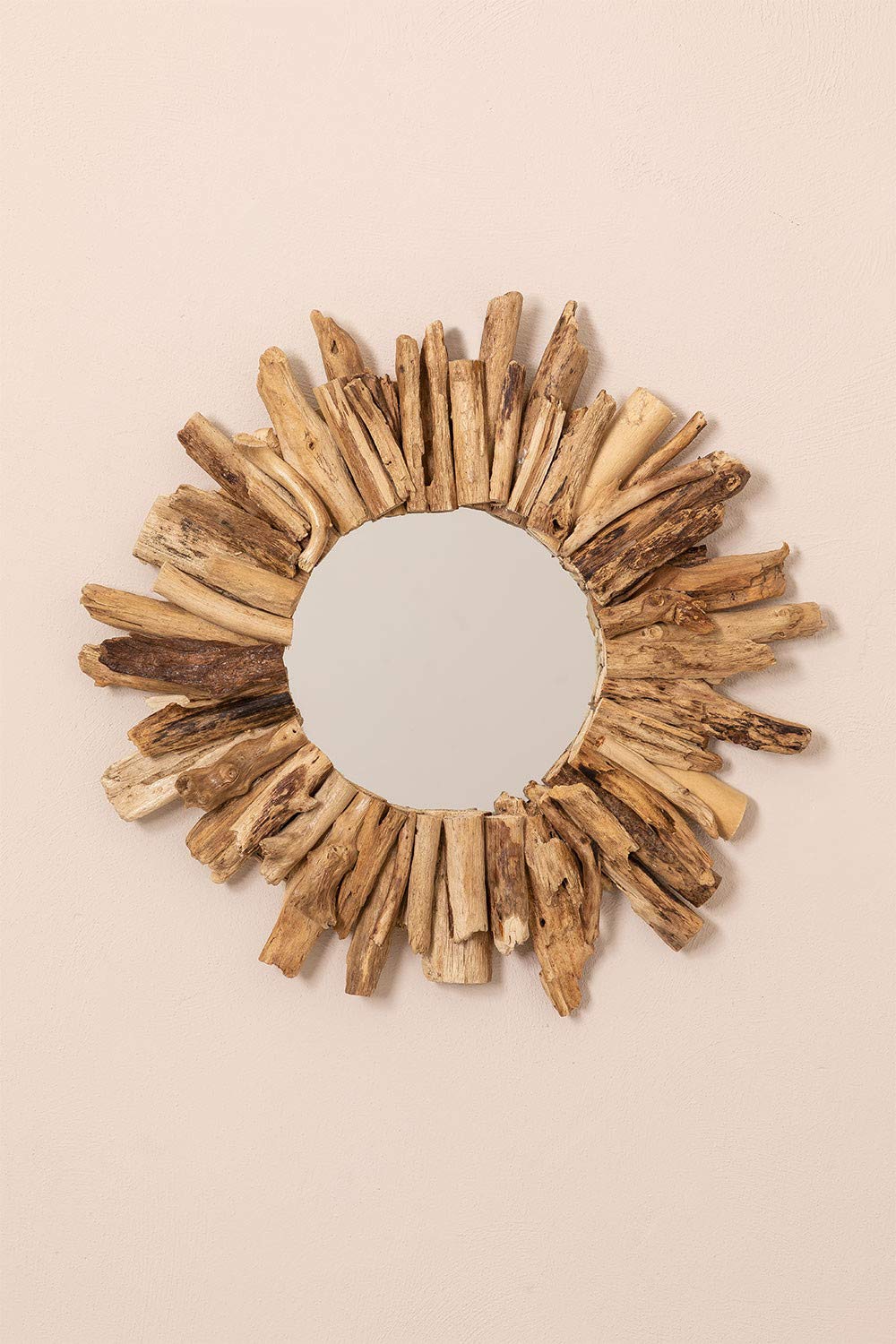 Sklum Laki Specchio Rotondo Ø50 cm Legno Naturale Riciclato