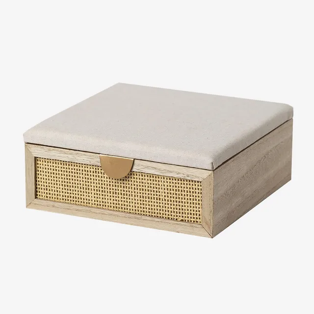 Sklum Afen scatola in legno beige lino 20x20x8 cm