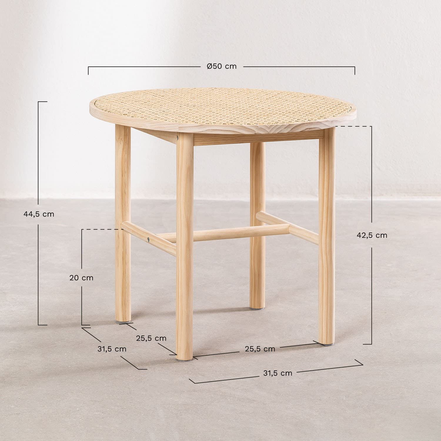 Sklum Riolut Tavolino Rotondo Rattan Marrone Naturale Ø50
