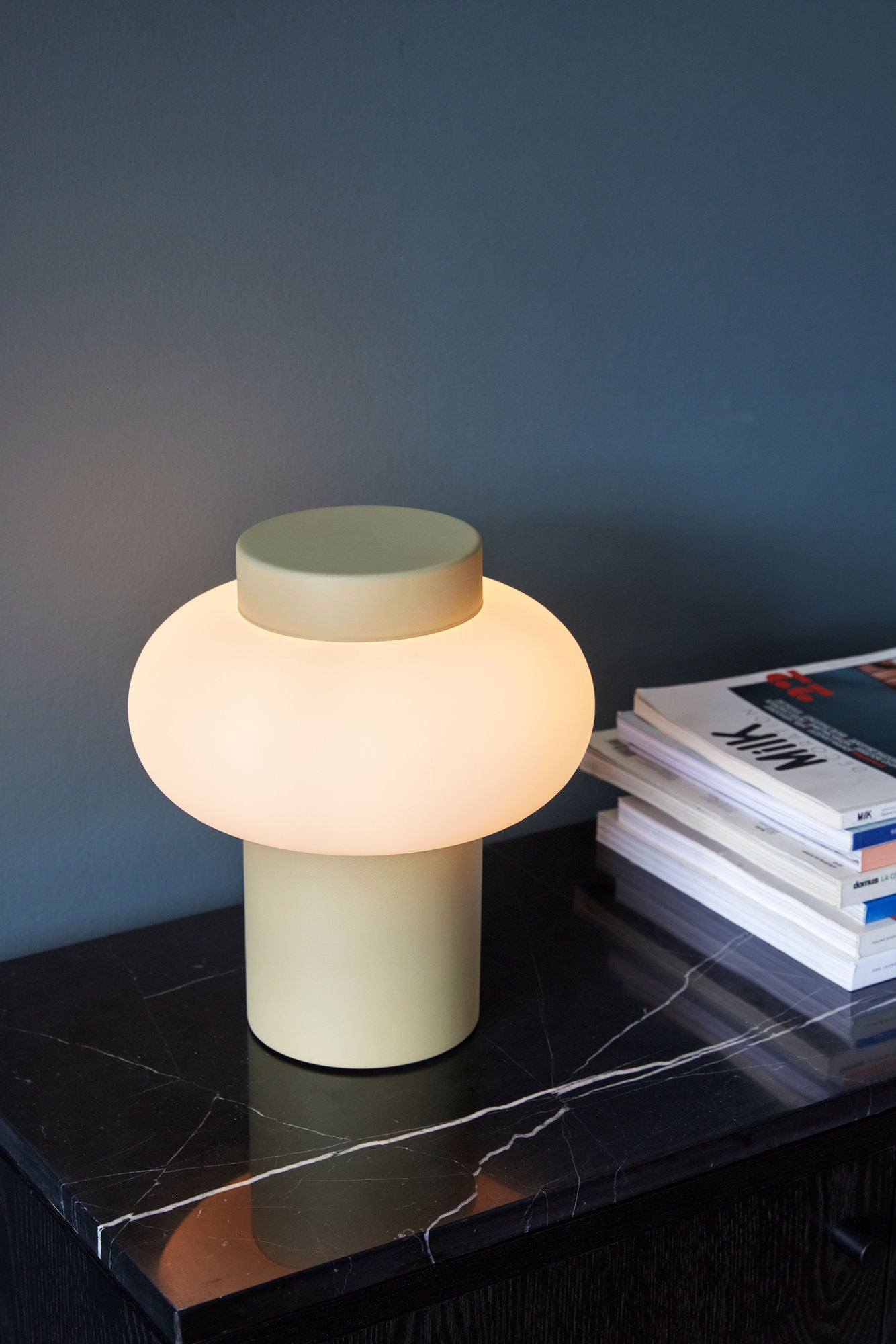 Hübsch Camp lampada tavolo beige vetro E14