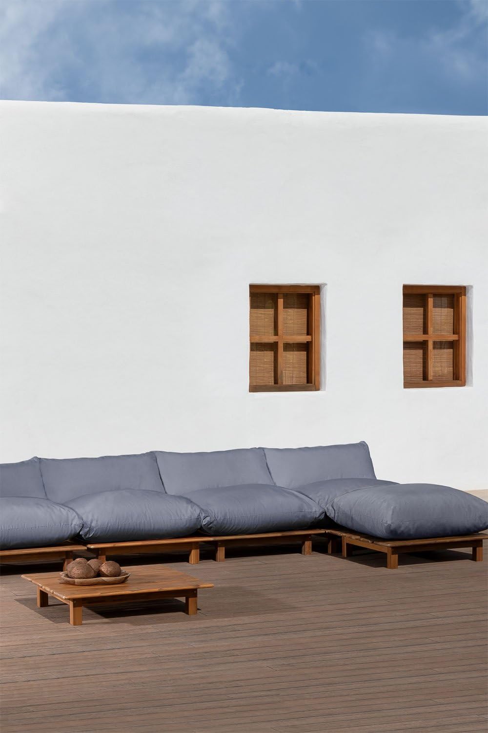 Sklum Brina set giardino modulare reclinabile 4 pezzi acacia