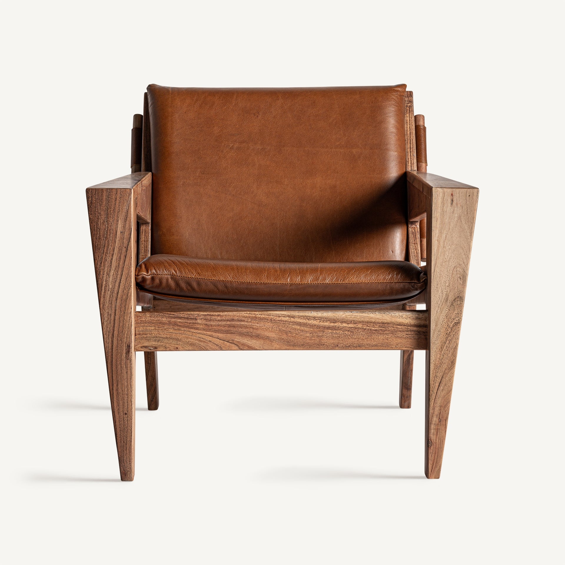 Bambua Melle Poltrona Pelle Marrone Acacia