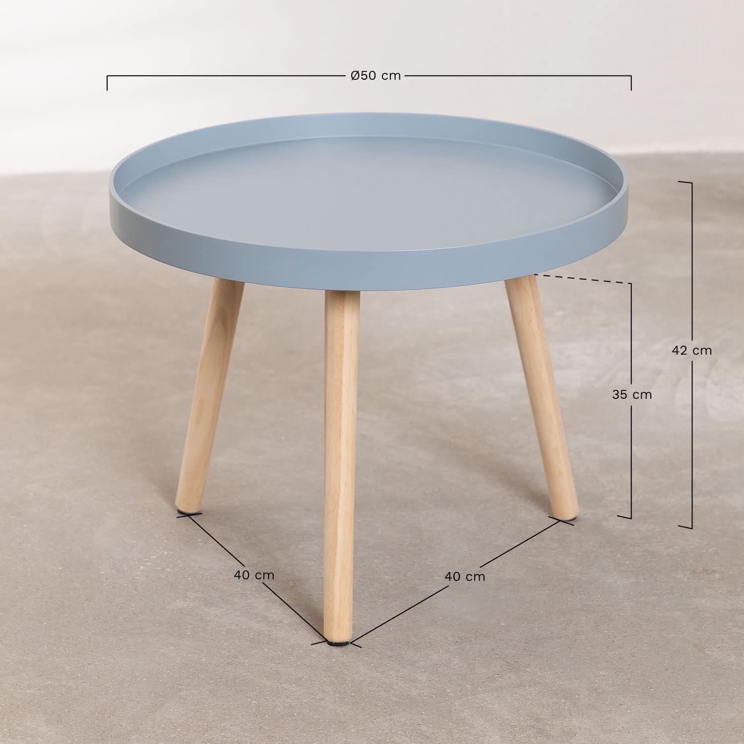 Sklum Sigma tavolino rotondo legno Ø50 rosa nocciola gambe pino