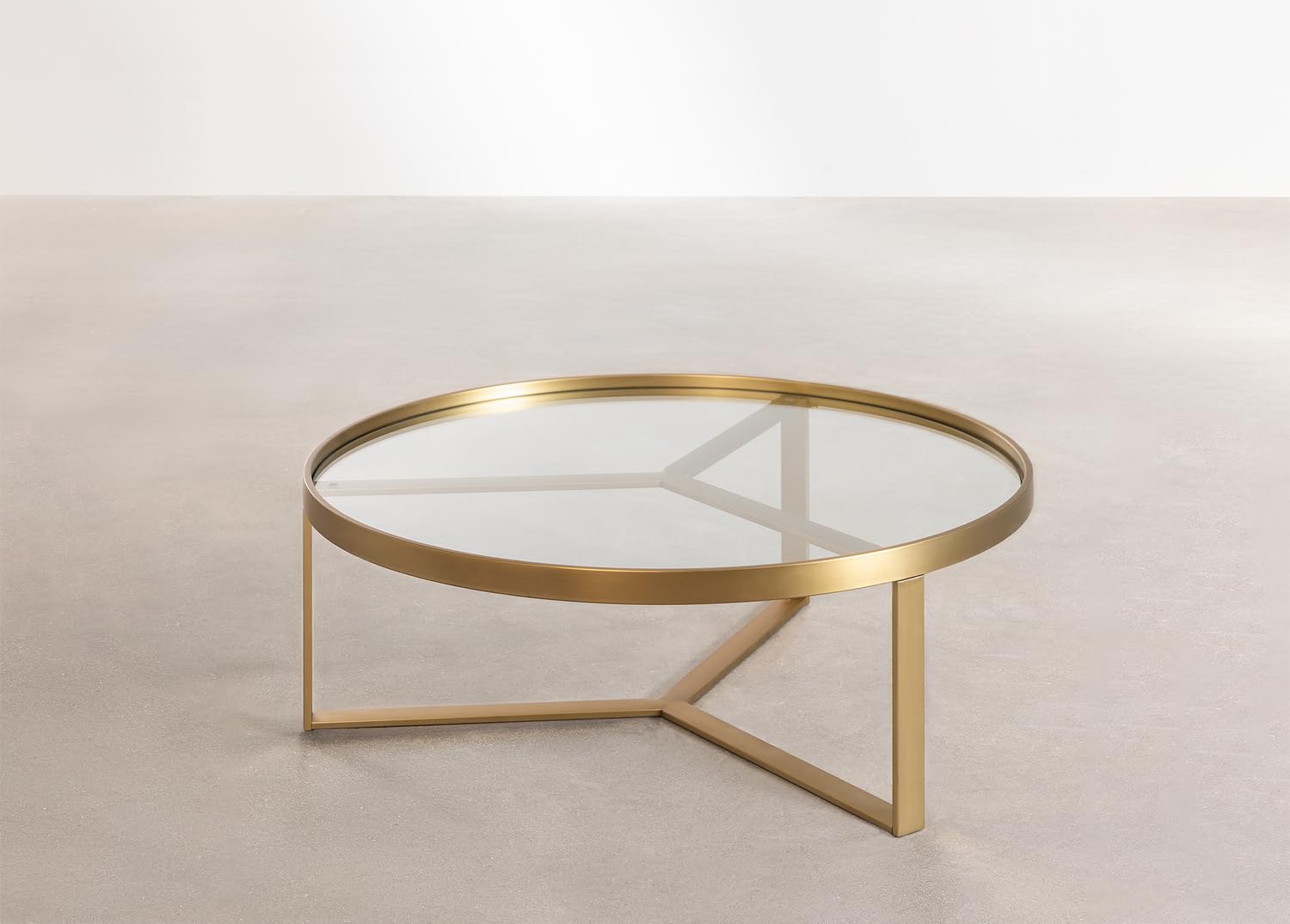 Sklum Amelia tavolino vetro 90 cm acciaio oro opaco