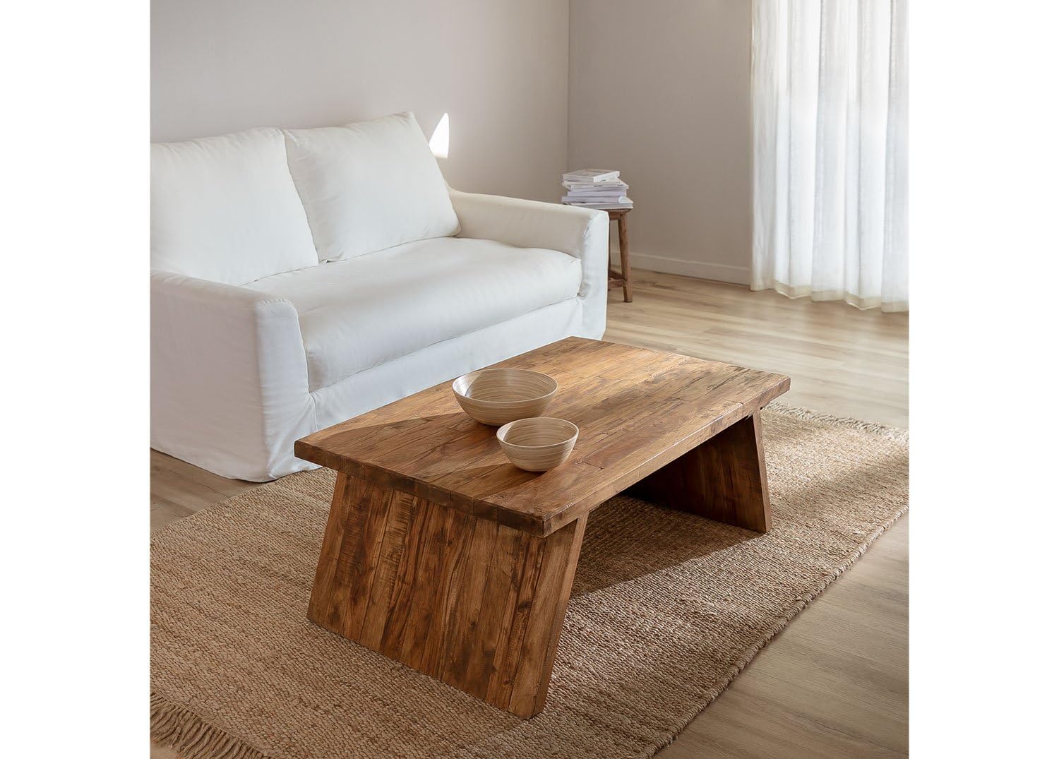 Sklum Caffie Tavolino Rettangolare Legno Riciclato 112 cm