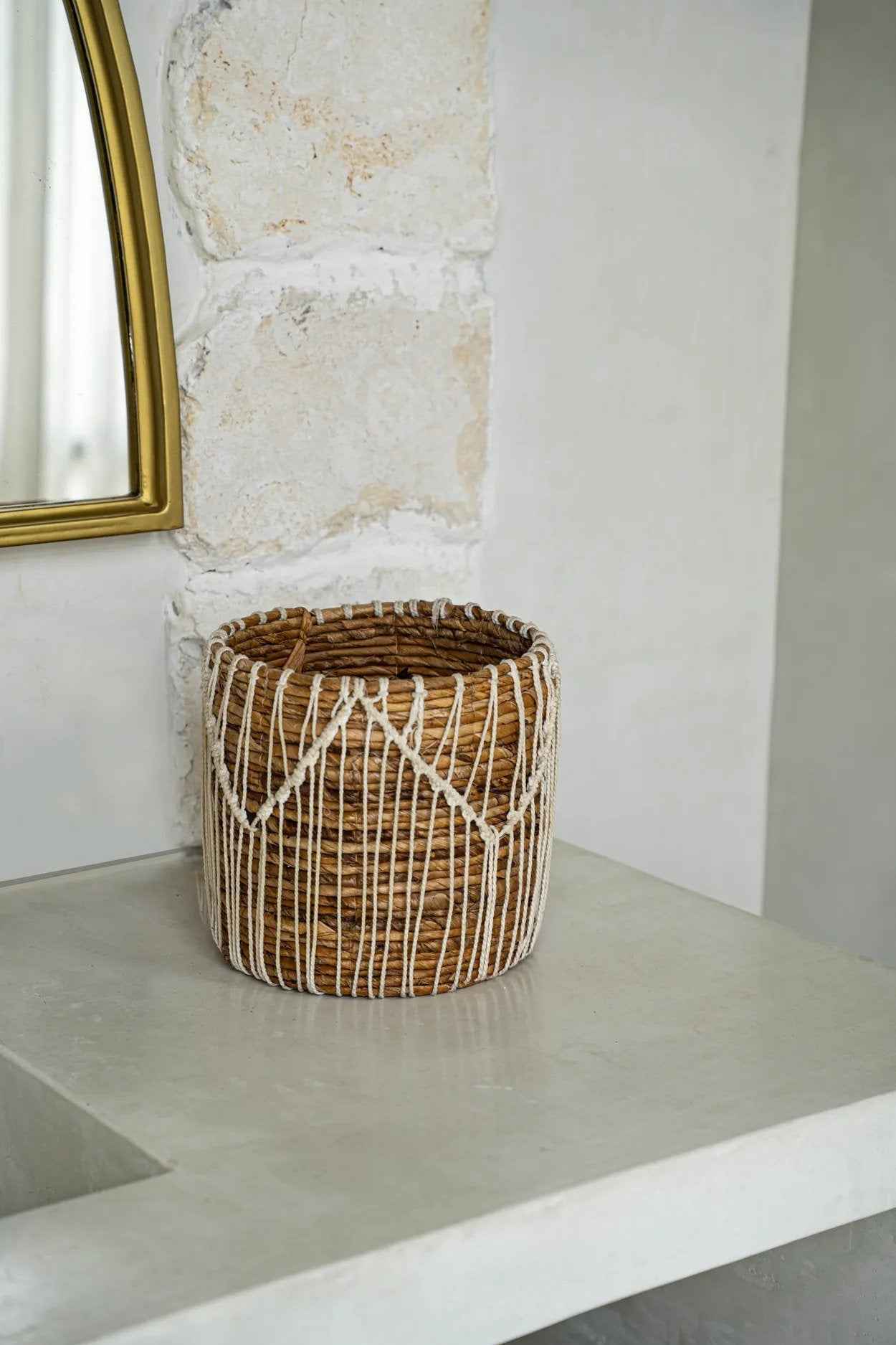 Bambua Macra-mazing cesto M bianco naturale