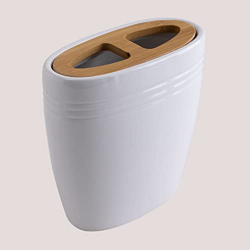 Sklum Perkyn organizer spazzolini ceramica bambù bianco