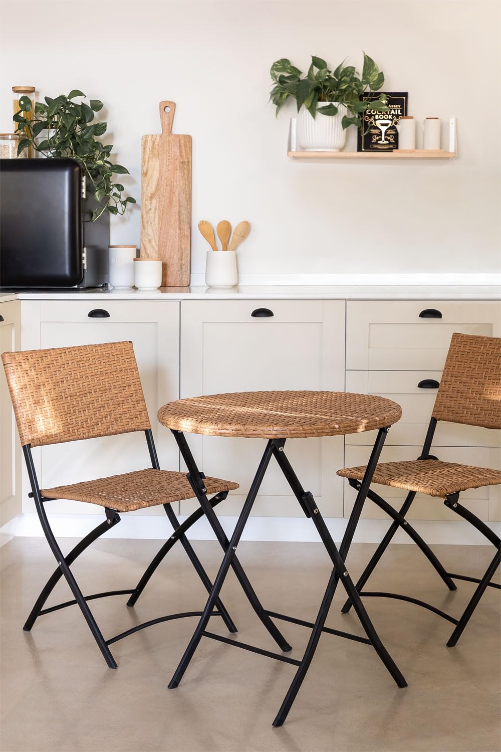 Sklum Beke set tavolo e 2 sedie pieghevoli natural rattan