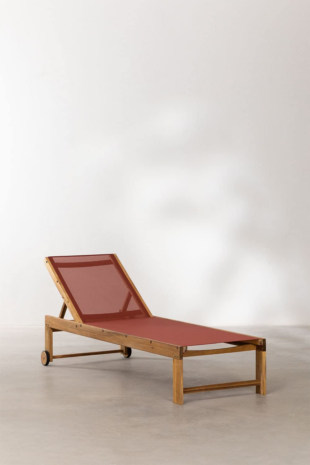Sklum Valerys Lettino Reclinabile Legno Tetto Rosso con Ruote