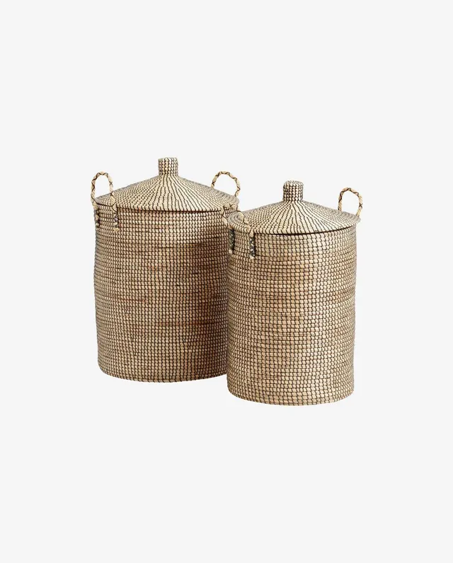 Bambua Laudy cesto portabiancheria set 2 pezzi nature/black