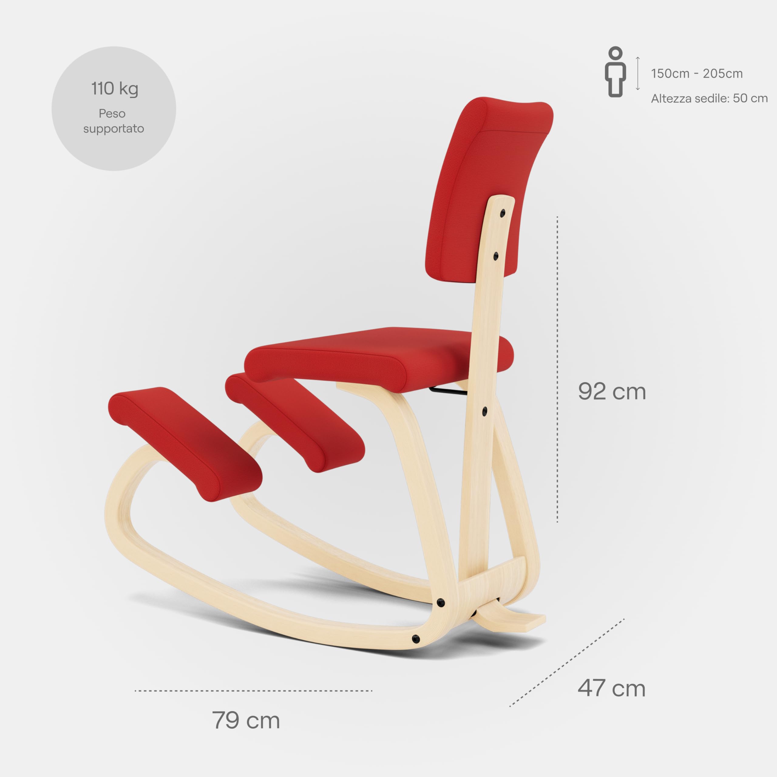 Varier Variable Plus sedia ergonomica rossa