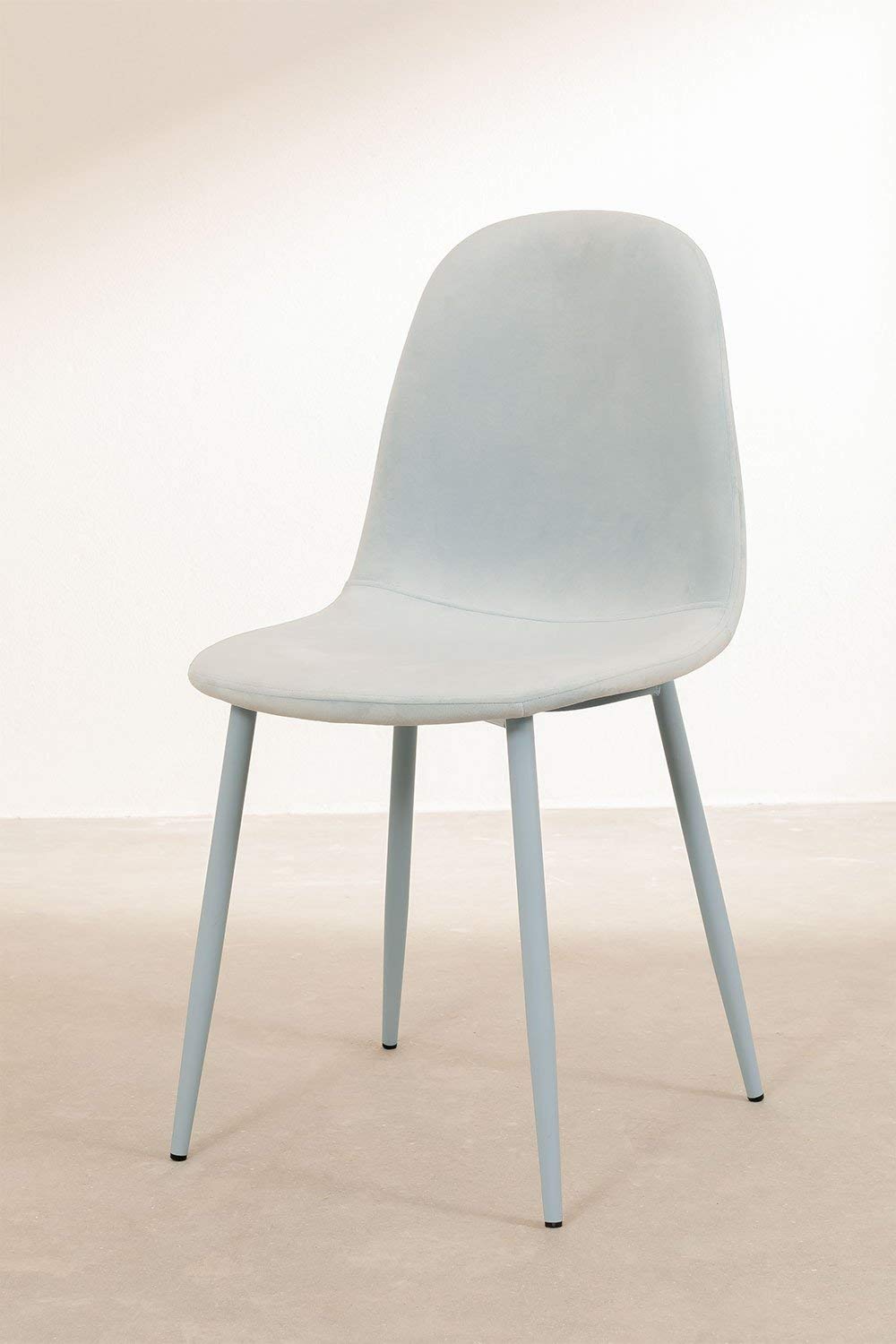 Sklum Glamm Colors sedia da pranzo in velluto blu celeste