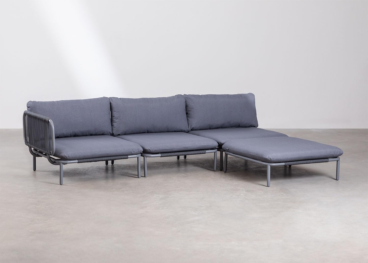 Sklum Roubly Style divano giardino angolare 3 pezzi grigio